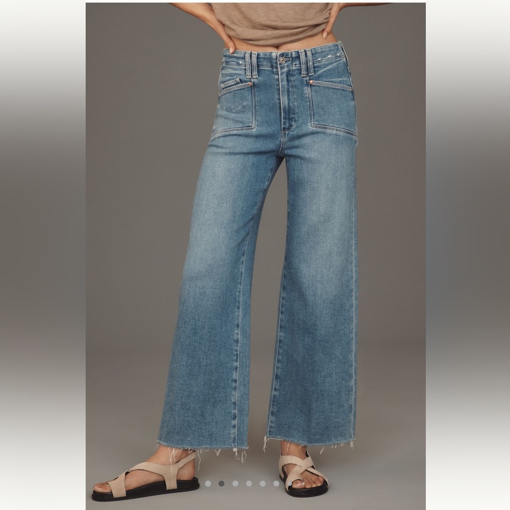 Women's Paige Anessa raw hem Blue Wide-Leg Jeans